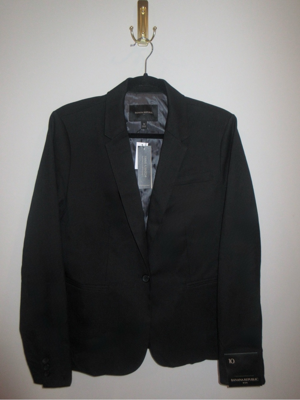 Banana Republic Black Tailored One-Button Blazer NWT Size 10